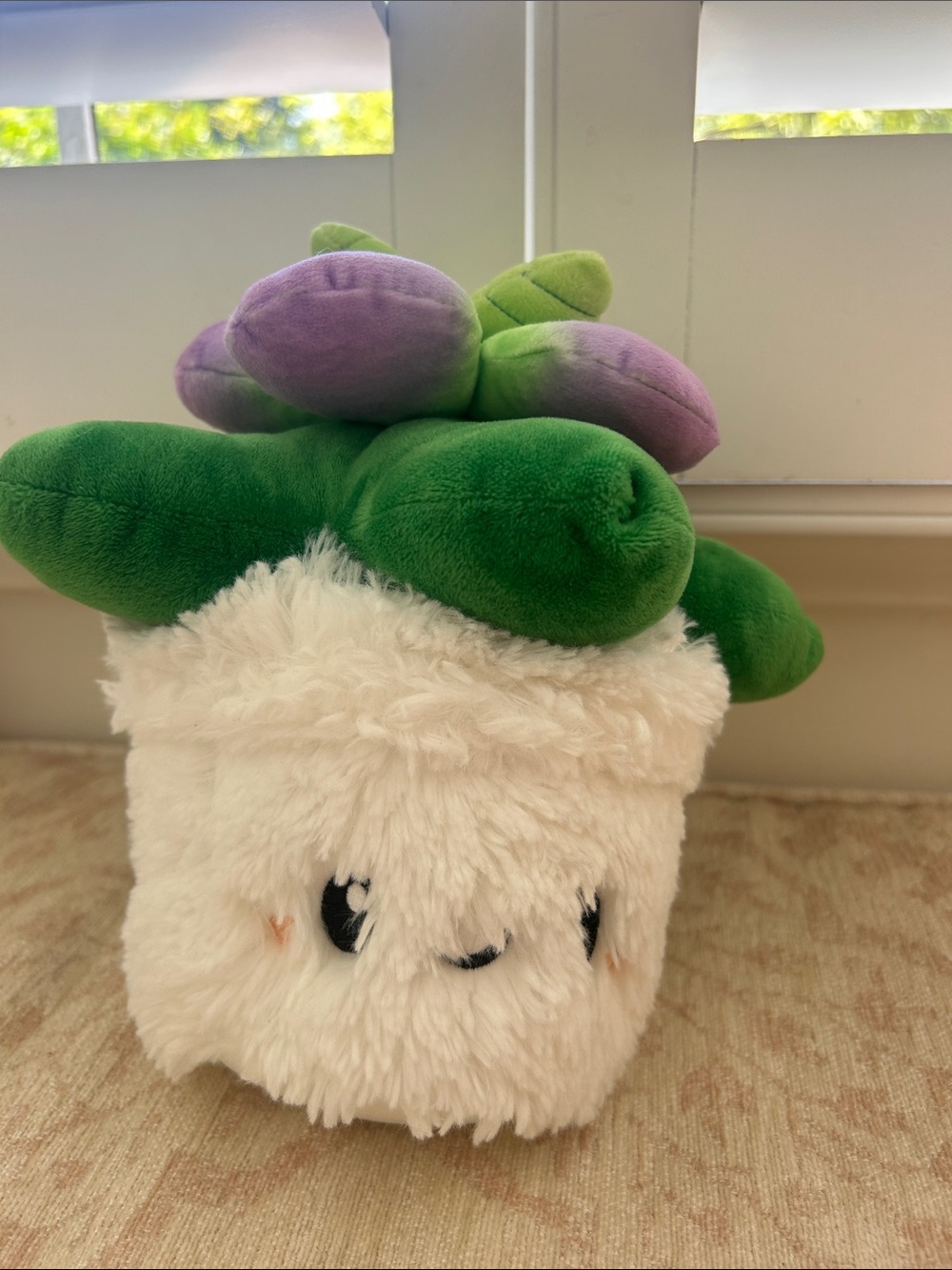 Plush Faux Succulent Accent - White, Green & Purple